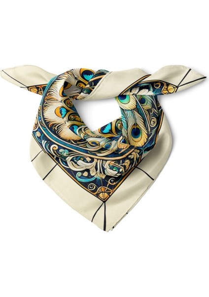 Tavus Kuşu Desenli Fular