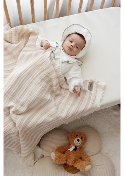 Lila Çizgili 4kat Müslin Püsküllü 4 Katlı Müslin 110X110CM fırsatları