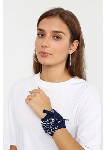 Lacivert Beyaz Paisley Desenli Bandana fiyatları