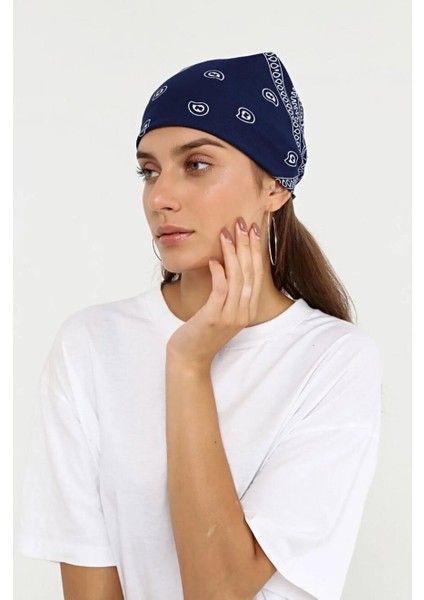 Lacivert Beyaz Paisley Desenli Bandana indirimleri