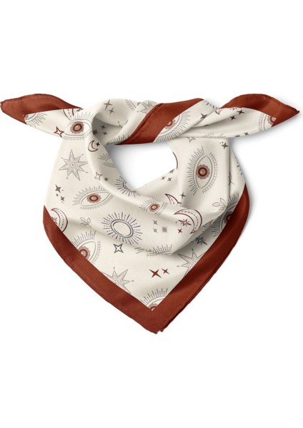 Krem Kahverengi Mistik Desenli Kadın Fular