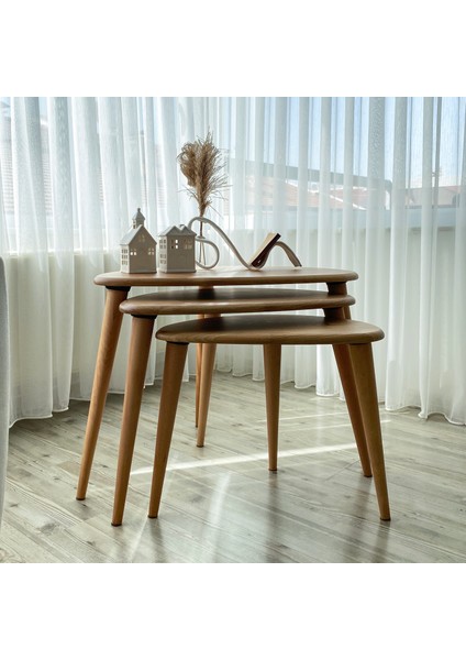 Masif Gerçek Kestane Ağacı Zigon Orta Sehpa Takımı modelleri