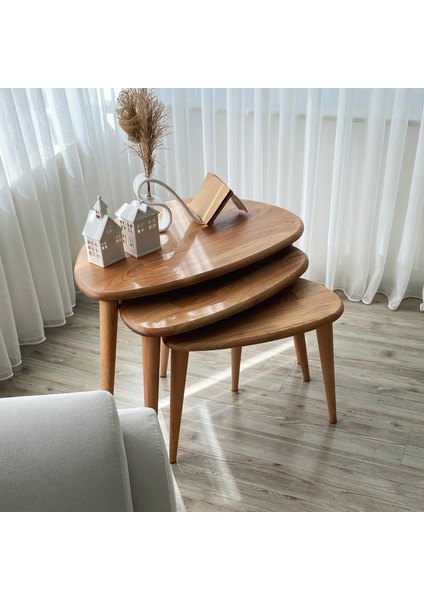 Masif Gerçek Kestane Ağacı Zigon Orta Sehpa Takımı indirimleri