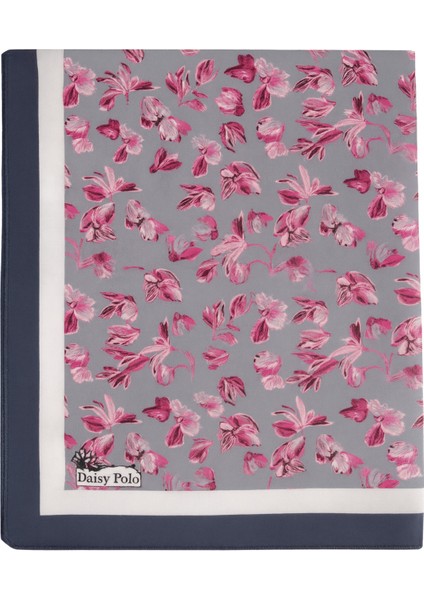 Gri Zeminli Pembe Çiçek Desenli Şal modelleri