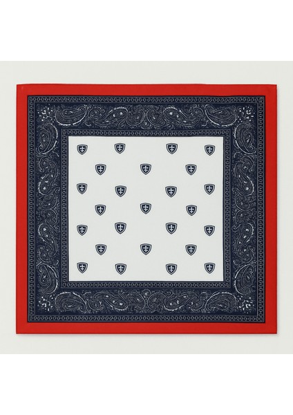 Lacivert Bordo Çerçeveli Arma Desenli Kare Fular fiyatları