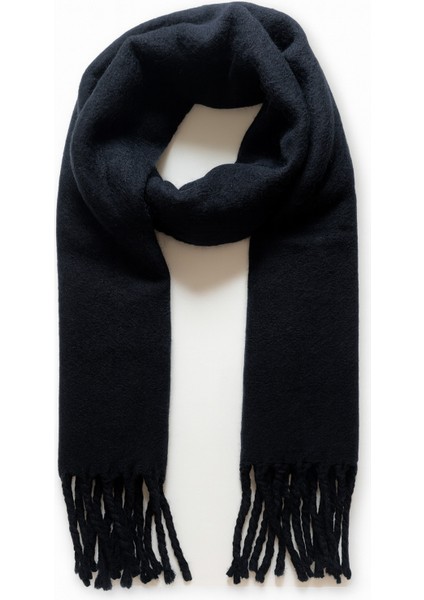 Kadın Koyu Lacivert Püsküllü Soft Dokulu Klasik Şal modelleri