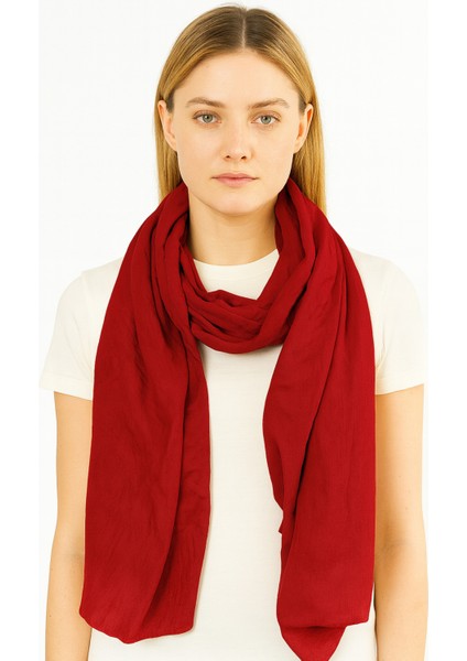 Düz Kırmızı Şal - Hafif Dokulu Mevsimlik Şal