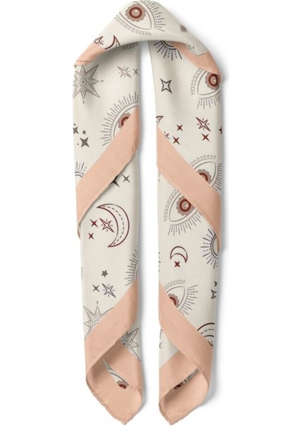 Bej Nazar Gözlü Ay Yıldız Desenli Fular fiyatları