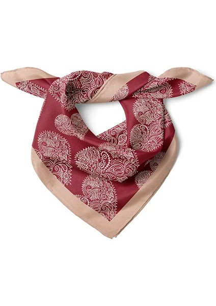 Kalp Desenli Bordo Fular