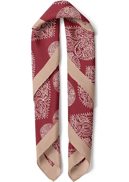 Kalp Desenli Bordo Fular modelleri