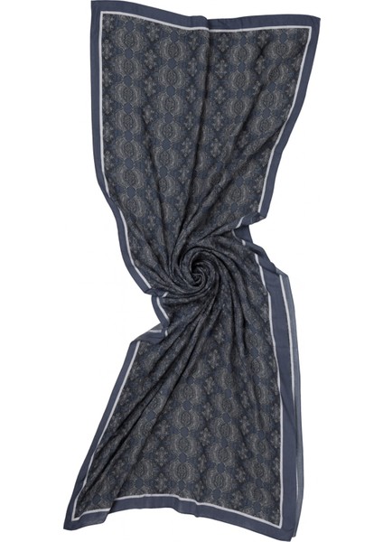 Lacivert Etnik Desenli Şal modelleri