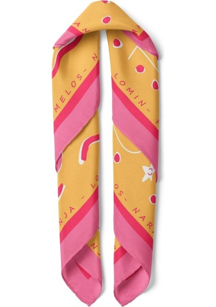 Turuncu Pembe Tropikal Desenli Fular fiyatları