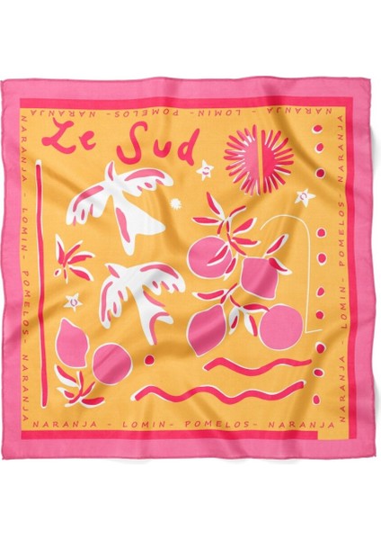 Turuncu Pembe Tropikal Desenli Fular modelleri