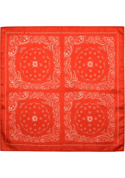 Turuncu Klasik Bandana Desenli Kare Fular fiyatları