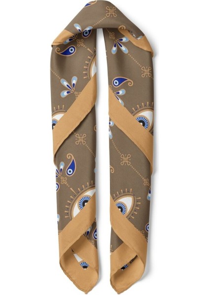 Kahverengi Mavi Göz Desenli Fular fiyatları