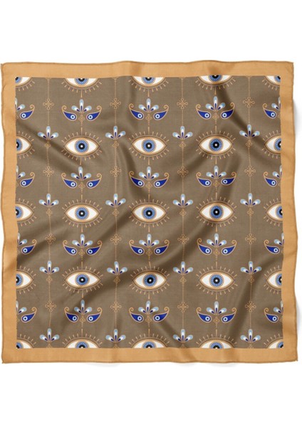 Kahverengi Mavi Göz Desenli Fular modelleri