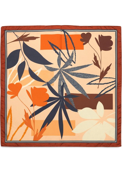 Turuncu Kahverengi Yaprak Desenli Ipeksi Fular fiyatları