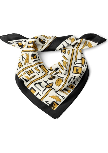 Mısır Hiyeroglif Desenli Fular