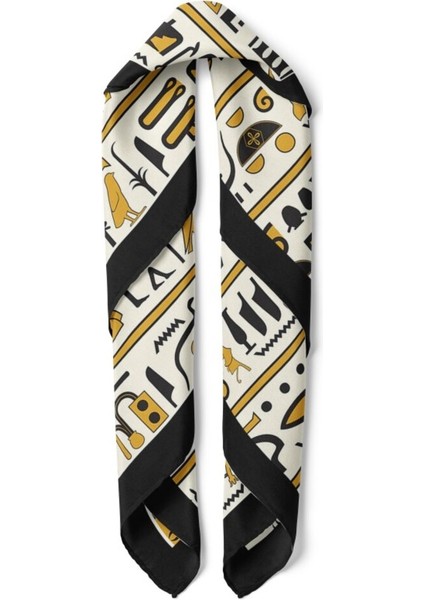 Mısır Hiyeroglif Desenli Fular fiyatları