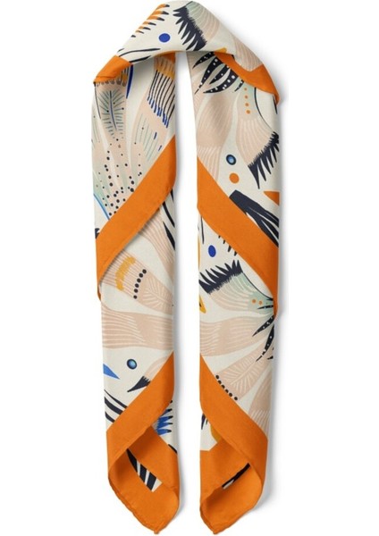 Turuncu Kenarlı Soyut Desenli Fular fiyatları