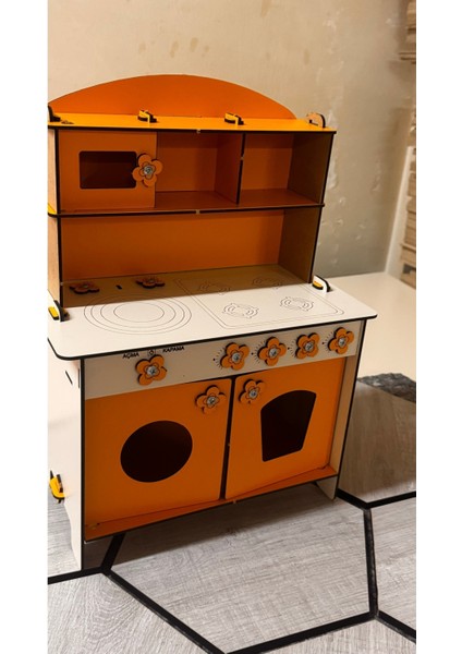 Turuncu Ahşap Mutfak Seti, 40×30 Cm, Eğlenceli ve Şık Çocuk Oyuncağı