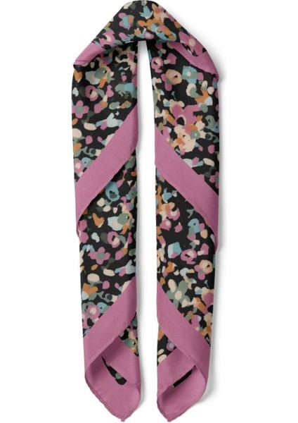 Siyah Zeminli Pembe Çiçek Desenli Fular fiyatları