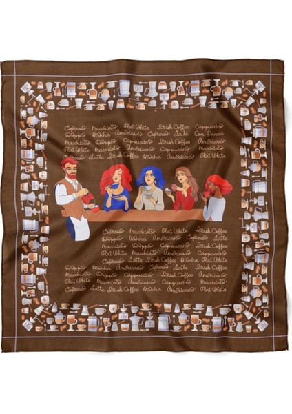 Kahverengi Kahve Temalı Fular modelleri