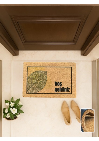 Feuilles 40X60 cm Coco Kapı Önü Paspası Yaprak