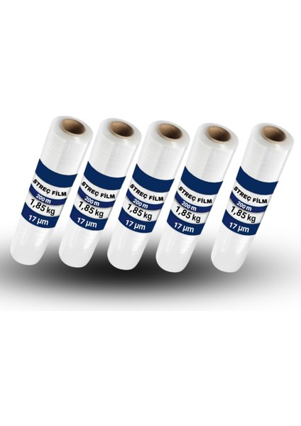 Şeffaf El Tipi Streç Film 5 Adet 17 Mikron 200 Metre 5x1,85kg