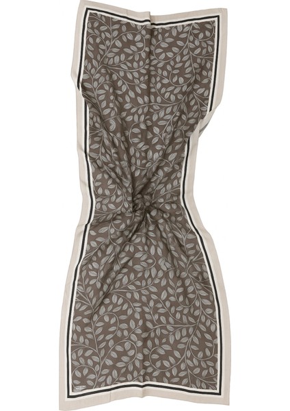 Kadın Yaprak Desenli Şal – Kahverengi Pudra Kenarlı Modern Tasarım modelleri