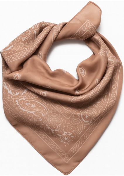 Karamel Paisley Desenli Kare Fular