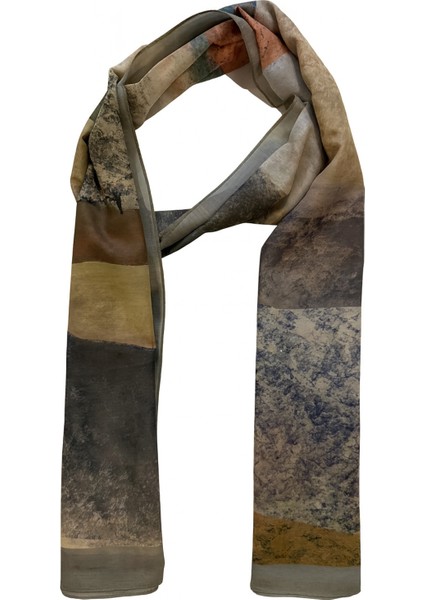 Toprak Tonlarında Modern Desenli Ince Şal fiyatları
