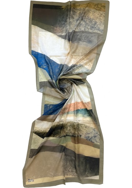 Toprak Tonlarında Modern Desenli Ince Şal modelleri