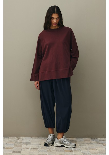 Kalın Katlamalı Sweatshirt Bordo fiyatları