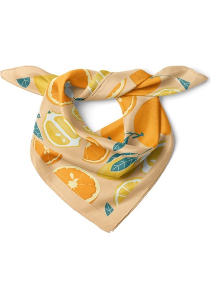 Turuncu Limon Desenli Fular