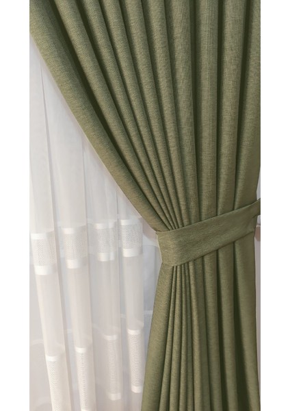 Keten Fon Perde 1/3 Sık Pileli Dikim Korniş Için Tek Kanat(30 Renk)