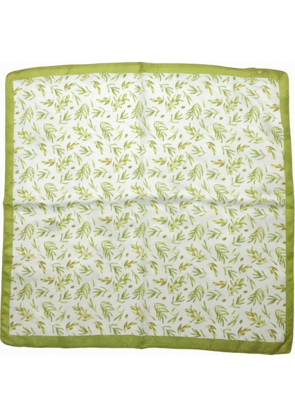 Zeytin Dalı Desenli Yeşil Kenarlı Kare Fular fiyatları