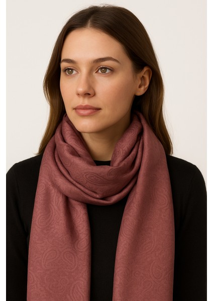 Gül Kurusu Desenli Jakarlı Şal