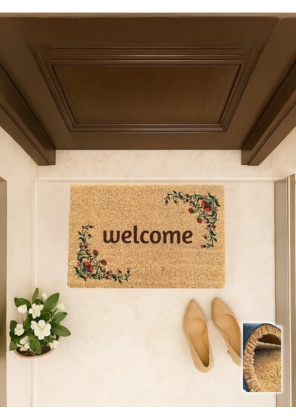 Eckblumen 40X60 cm Coco Kapı Önü Paspası Çiçek
