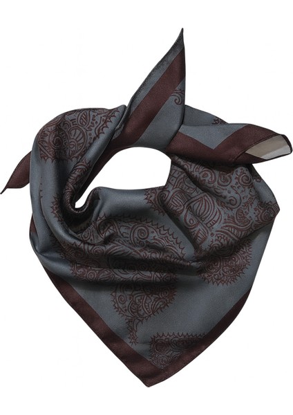 Gri Zemin Kalp Desenli Kadın Fular