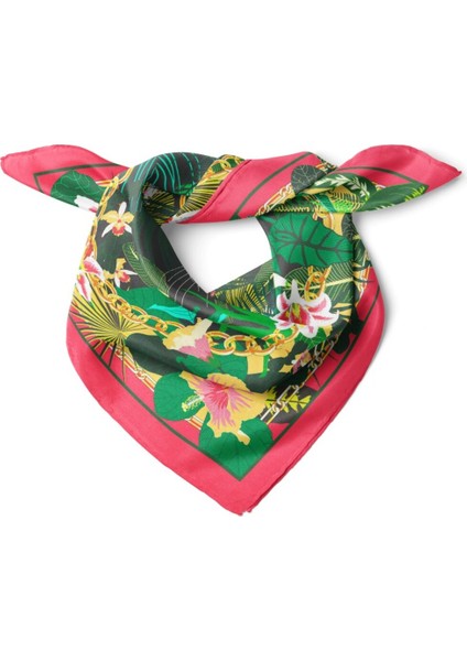 Leopar Desenli Tropikal Fular