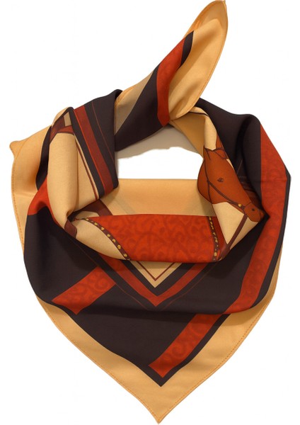 At Figürlü Klasik Desenli Kadın Fular