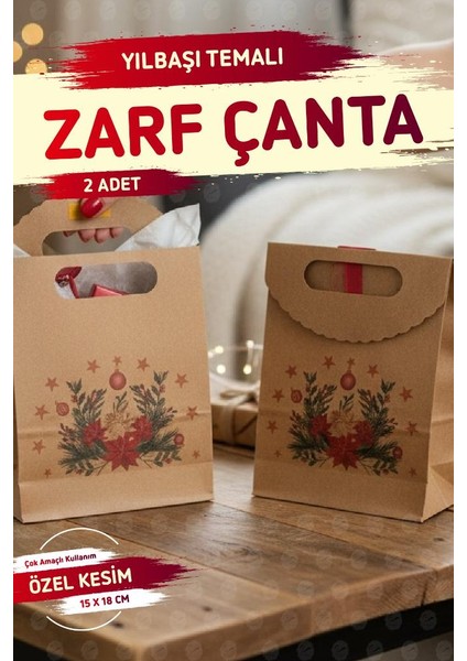 Yılbaşı Ekose+Kokina Baskılı Zarf Model Karton Çanta 15X18X6CM 2 Adet ,yılbaşı Hediye KUTUSU-T1539 modelleri