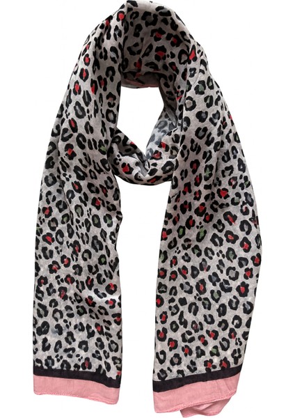 Pembe Kenarlı Leopar Desenli Şal fiyatları