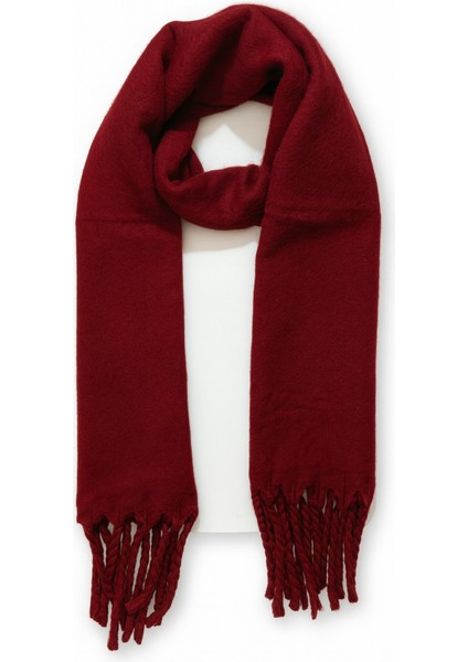 Kadın Bordo Püsküllü Soft Dokulu Klasik Şal fiyatları