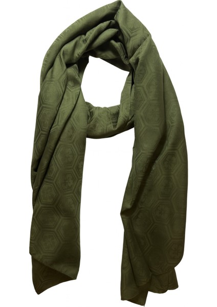 Zeytin Yeşili Jakar Desenli Şal - Parlak Dokulu Şık Şal modelleri