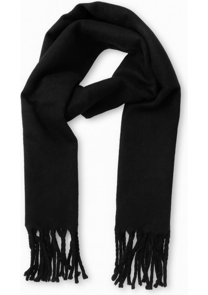 Kadın Siyah Püsküllü Soft Dokulu Klasik Şal modelleri