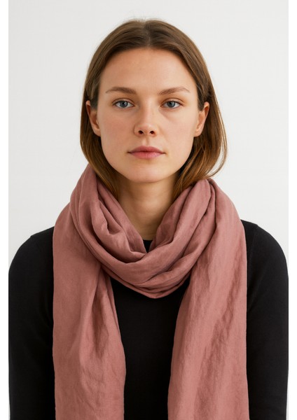 Düz Toz Pembe Şal - Yumuşak Dokulu Mevsimlik Şal