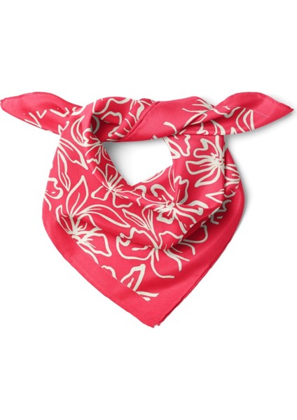 Pembe Çiçek Desenli Fular