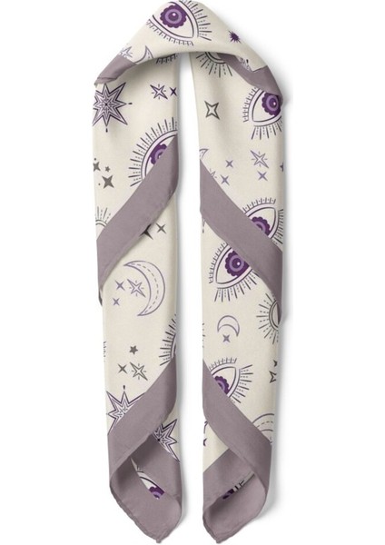 Mor Nazar Gözlü Ay Yıldız Desenli Fular fiyatları